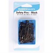  Safety Pins, Assorted Sizes, Black 